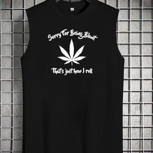 NEW! Black Pot Leaf Men's Sleeveless Muscle Shirt Tank Top Blunt Weed Doobie